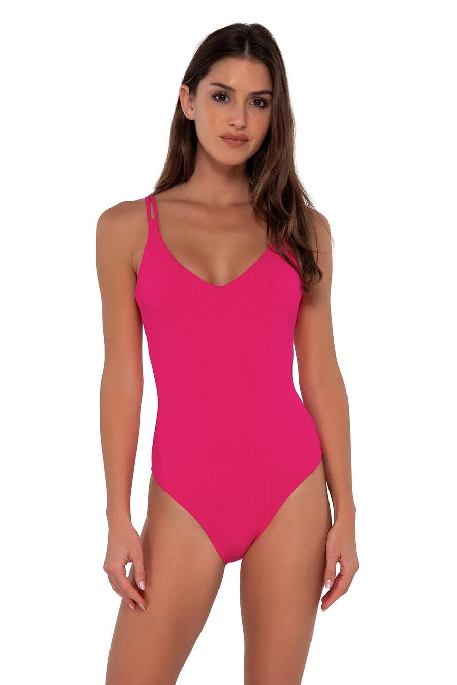 Sunsets Begonia Sandbar Rib Veronica One Piece NWOT